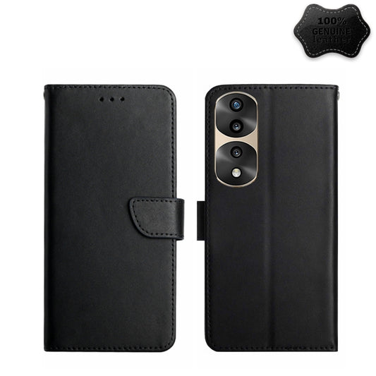 For Honor 70 Pro/70 Pro+ Genuine Leather Fingerprint-proof Flip Phone Case(Black) - Honor Cases by buy2fix | Online Shopping UK | buy2fix