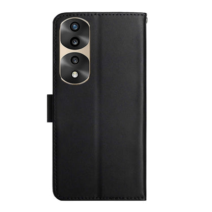 For Honor 70 Pro/70 Pro+ Genuine Leather Fingerprint-proof Flip Phone Case(Black) - Honor Cases by buy2fix | Online Shopping UK | buy2fix