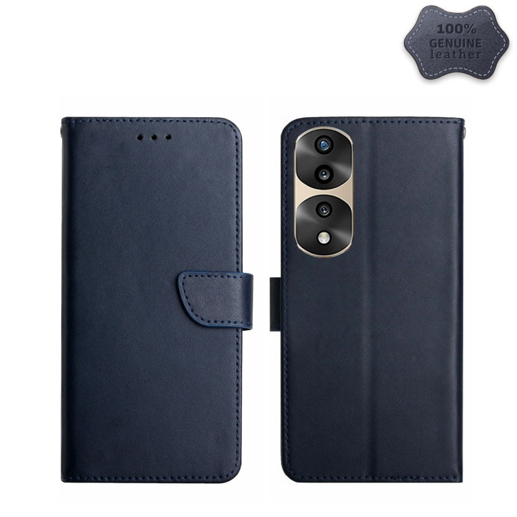 For Honor 70 Pro/70 Pro+ Genuine Leather Fingerprint-proof Flip Phone Case(Blue) - Honor Cases by buy2fix | Online Shopping UK | buy2fix