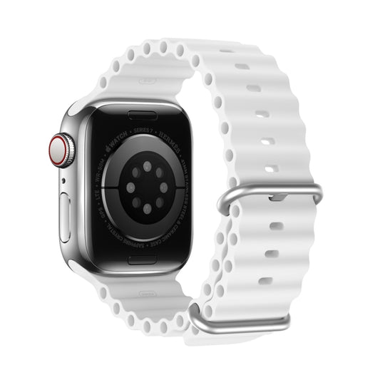 DUX DUCIS Sea Wave Silicone Watch Band For Apple Watch Series 8&7 45mm / SE 2&6&SE&5&4 44mm / 3&2&1 42mm(White) by DUX DUCIS