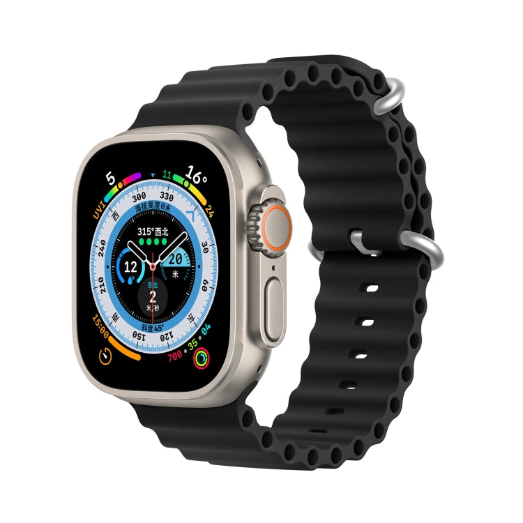 DUX DUCIS Sea Wave Silicone Watch Band For Apple Watch Series 8&7 41mm / SE 2&6&SE&5&4 40mm / 3&2&1 38mm(Black) - Watch Bands by DUX DUCIS | Online Shopping UK | buy2fix