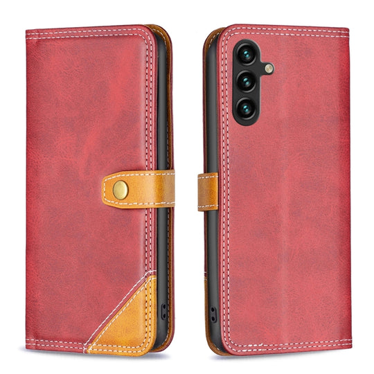 For Samsung Galaxy A14 5G Color Matching Double Sewing Thread Leather Phone Case(Red)