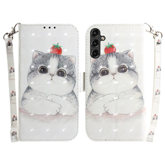 For Samsung Galaxy A14 5G 3D Colored Horizontal Flip Leather Phone Case(Cute Cat)