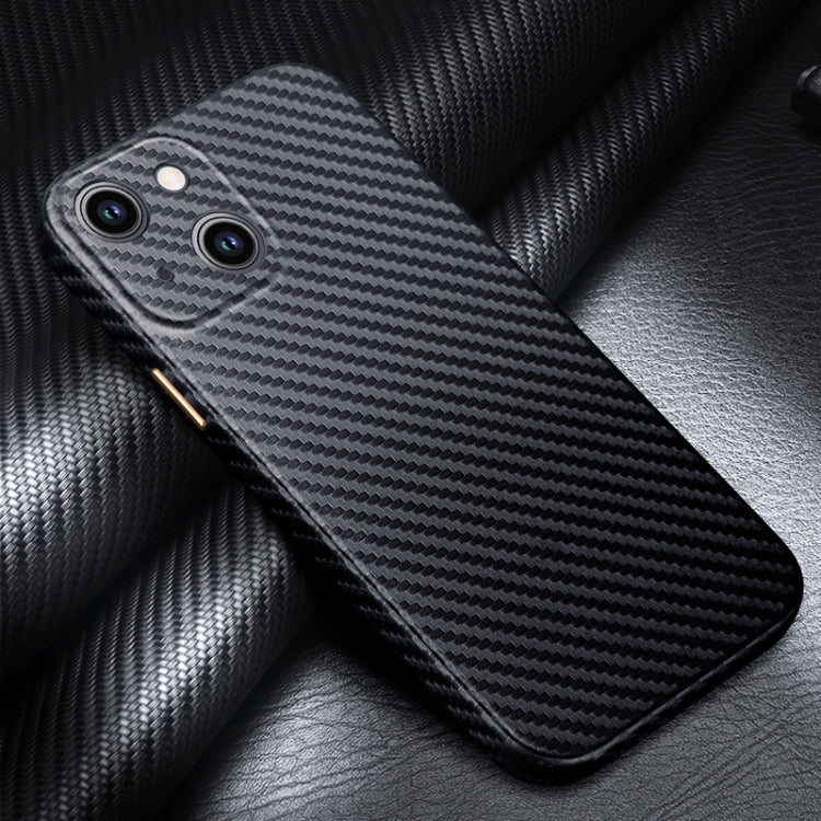 For iPhone 14 Plus R-JUST Carbon Fiber Texture Kevlar Phone Case(Black) - iPhone 14 Plus Cases by R-JUST | Online Shopping UK | buy2fix