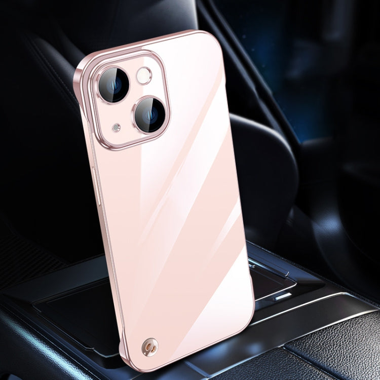 For iPhone 14 Plus Electroplating Frameless Clear PC Phone Case(Pink) - iPhone 14 Plus Cases by buy2fix | Online Shopping UK | buy2fix