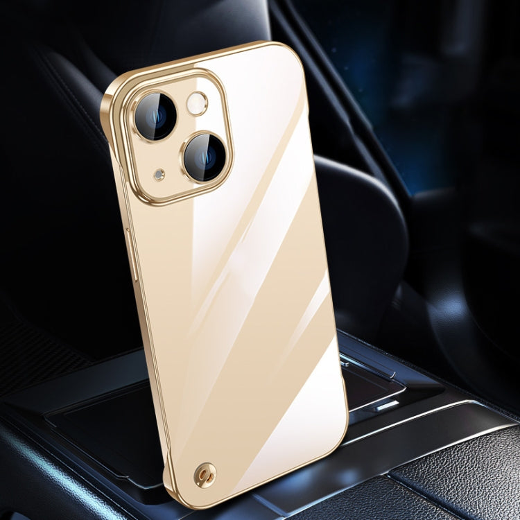 For iPhone 14 Plus Electroplating Frameless Clear PC Phone Case(Gold) - iPhone 14 Plus Cases by buy2fix | Online Shopping UK | buy2fix