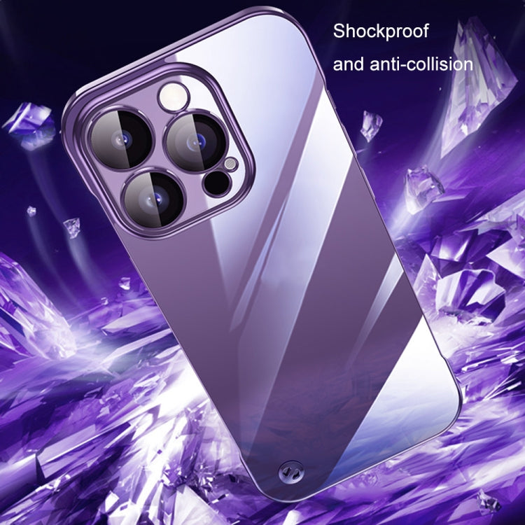 For iPhone 14 Plus Electroplating Frameless Clear PC Phone Case(Purple) - iPhone 14 Plus Cases by buy2fix | Online Shopping UK | buy2fix