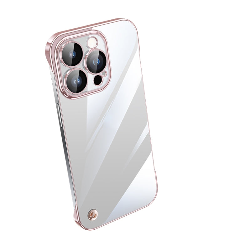 For iPhone 14 Pro Max Electroplating Frameless Clear PC Phone Case(Pink) - iPhone 14 Pro Max Cases by buy2fix | Online Shopping UK | buy2fix