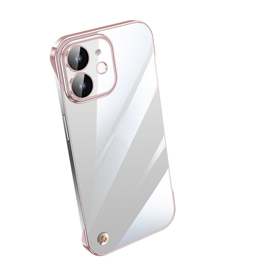 For iPhone 12 Electroplating Frameless Clear PC Phone Case(Pink) - iPhone 12 / 12 Pro Cases by buy2fix | Online Shopping UK | buy2fix