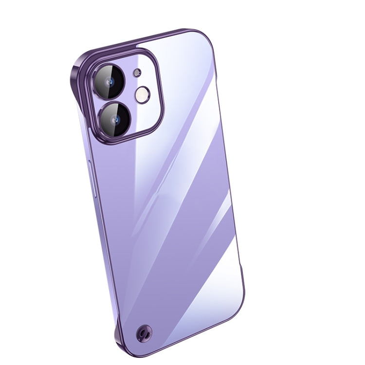 For iPhone 12 Electroplating Frameless Clear PC Phone Case(Purple) - iPhone 12 / 12 Pro Cases by buy2fix | Online Shopping UK | buy2fix