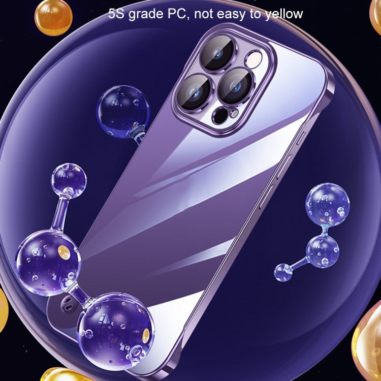 For iPhone 12 Pro Electroplating Frameless Clear PC Phone Case(Purple) - iPhone 12 / 12 Pro Cases by buy2fix | Online Shopping UK | buy2fix