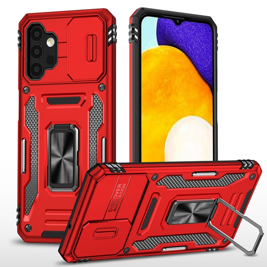 For Samsung Galaxy A13 5G Armor PC + TPU Camera Shield Phone Case(Red)