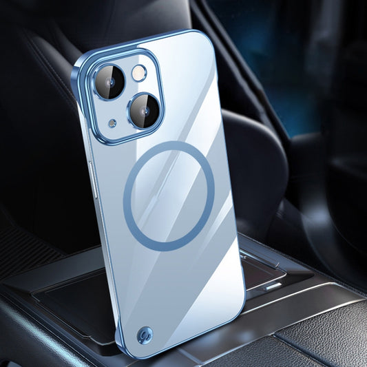 For iPhone 14 Plus Electroplating Frameless Magsafe Magnetic PC Phone Case(Sierra Blue) by buy2fix