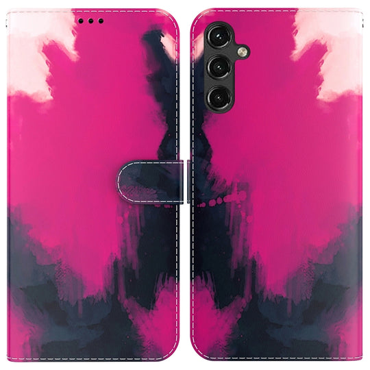 For Samsung Galaxy A14 5G Watercolor Pattern Flip Leather Phone Case(Berry Color)