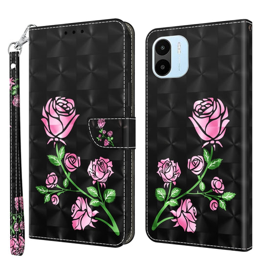 For Xiaomi Redmi A1 2022 3D Painted Leather Phone Case(Rose)