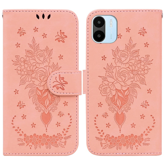 For Xiaomi Redmi A1 Butterfly Rose Embossed Leather Phone Case(Pink)