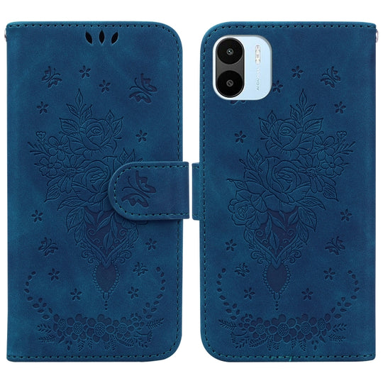 For Xiaomi Redmi A1 Butterfly Rose Embossed Leather Phone Case(Blue)