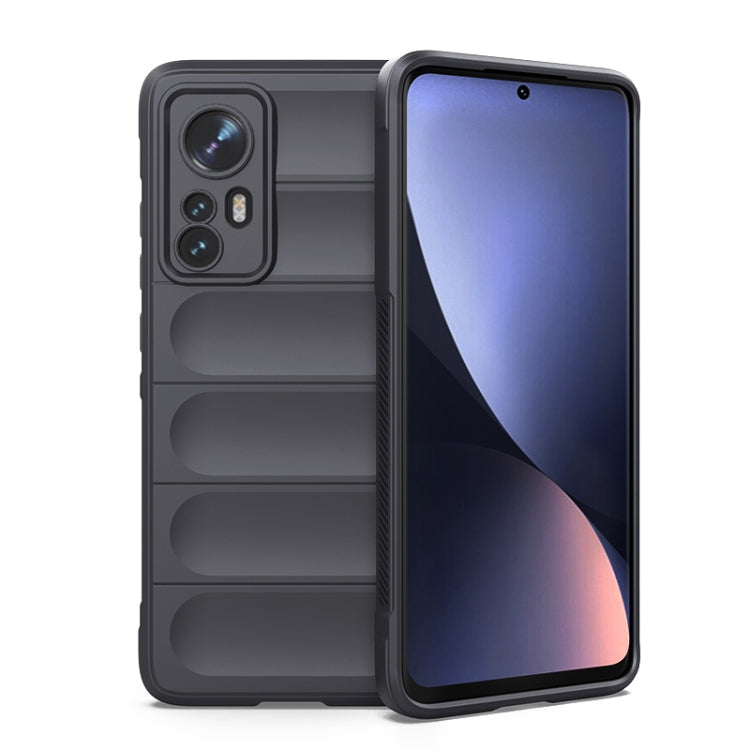 For Xiaomi 12 Magic Shield TPU + Flannel Phone Case(Dark Grey) by buy2fix