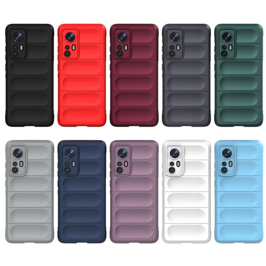For Xiaomi 12 Magic Shield TPU + Flannel Phone Case(Wine Red) by buy2fix