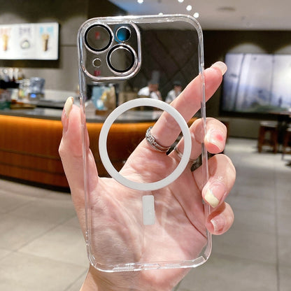 For iPhone 12 MagSafe PC Transparent Phone Case with Dust Net by buy2fix