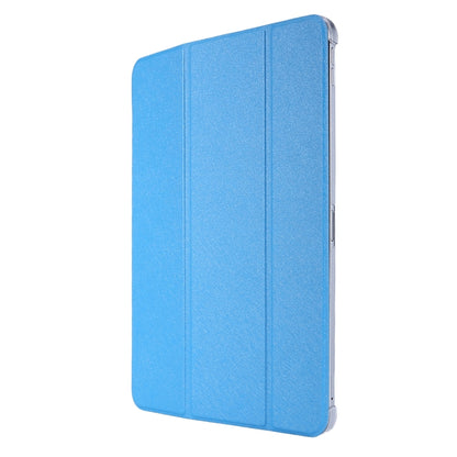 For iPad Air 13 2024 / Pro 12.9 2020 TPU Silk Texture Three-fold Horizontal Flip Leather Tablet Case with Holder(Light Blue) - iPad Pro 12.9 (2020) Cases by buy2fix | Online Shopping UK | buy2fix