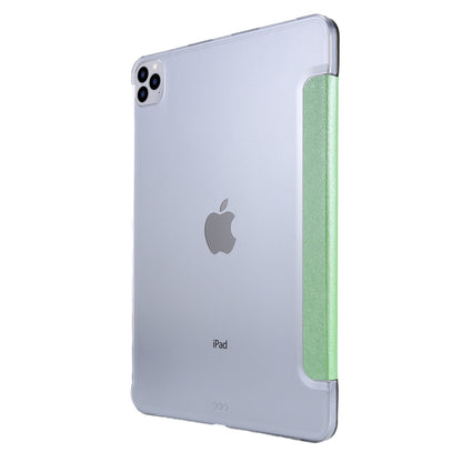 For iPad Air 13 2024 / Pro 12.9 2020 TPU Silk Texture Three-fold Horizontal Flip Leather Tablet Case with Holder(Green) - iPad Pro 12.9 (2020) Cases by buy2fix | Online Shopping UK | buy2fix