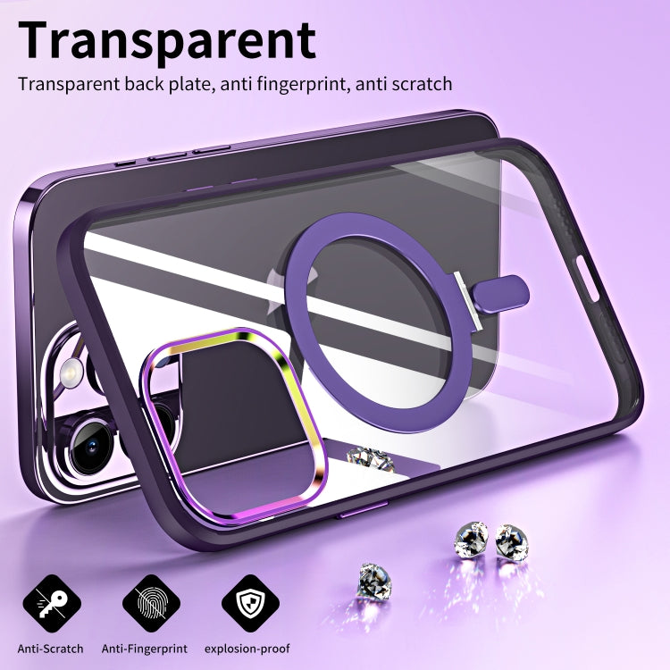 For iPhone 14 Plus Magsafe Invisible Holder Phone Case(Purple) - iPhone 14 Plus Cases by buy2fix | Online Shopping UK | buy2fix