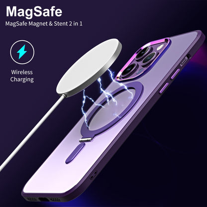 For iPhone 14 Plus Magsafe Invisible Holder Phone Case(Purple) - iPhone 14 Plus Cases by buy2fix | Online Shopping UK | buy2fix