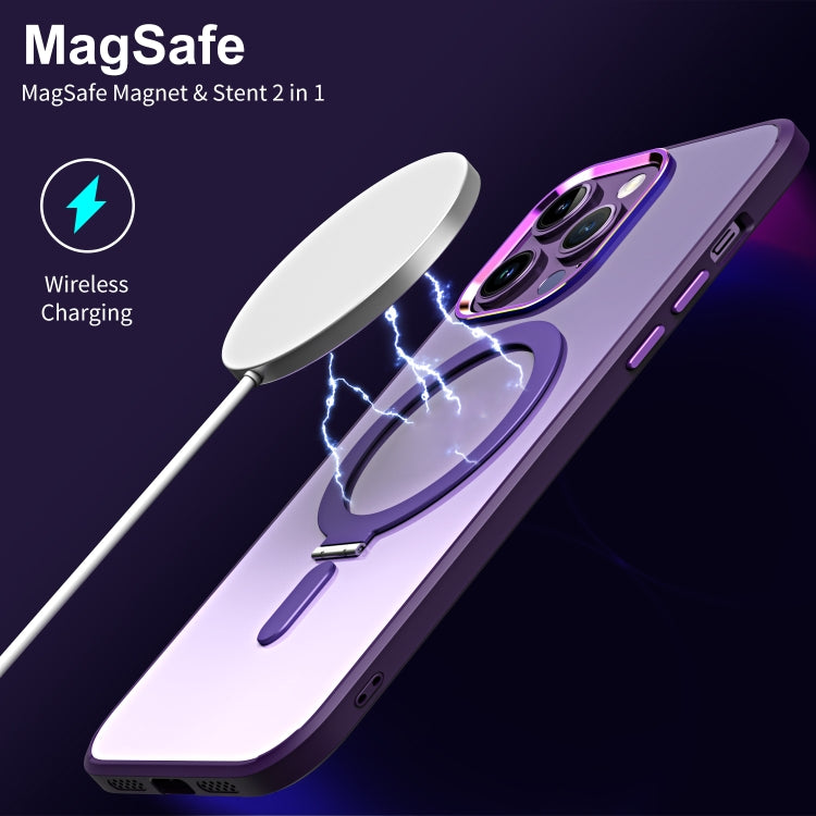 For iPhone 14 Pro Max Magsafe Invisible Holder Phone Case(Blue) - iPhone 14 Pro Max Cases by buy2fix | Online Shopping UK | buy2fix