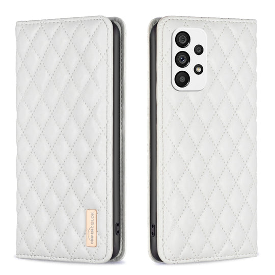 For Samsung Galaxy A73 5G Diamond Lattice Magnetic Leather Flip Phone Case(White)