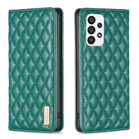 For Samsung Galaxy A73 5G Diamond Lattice Magnetic Leather Flip Phone Case(Green)