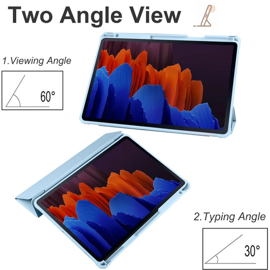 For Samsung Galaxy Tab S7 Acrylic 3-folding Smart Leather Tablet Case(Ice Blue) by buy2fix