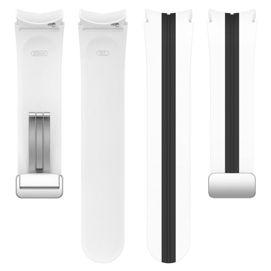 For Samsung Galaxy Watch 5 Pro Two-color Silver Buckle Silicone Watch Band(White Black) by buy2fix