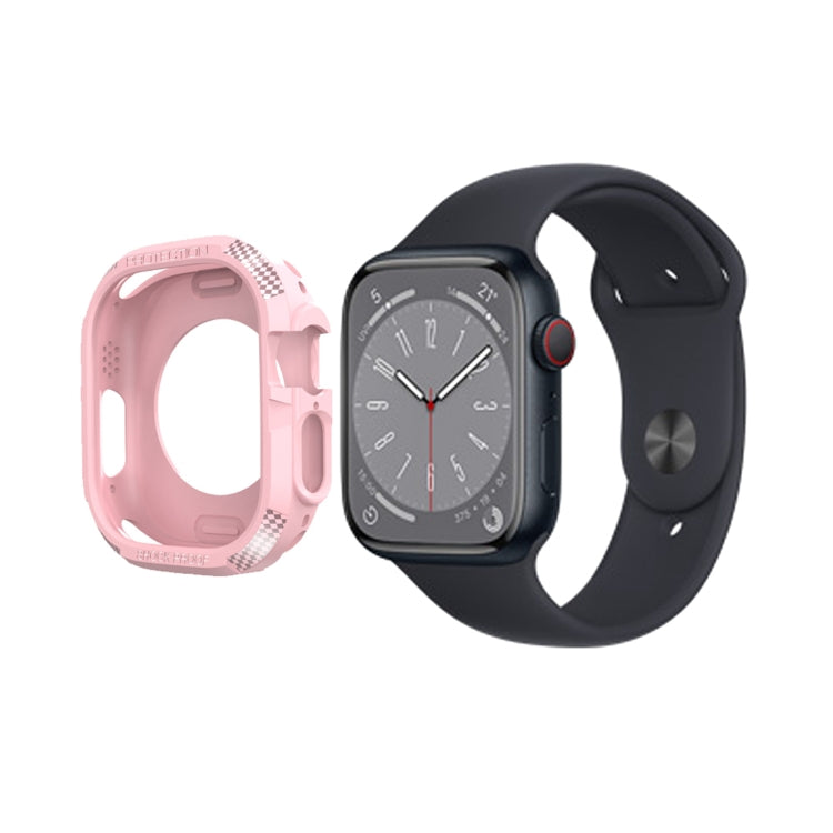 Carbon Fiber Shockproof Case For Apple Watch Series 8&7 45mm(Pink) - Watch Cases by buy2fix | Online Shopping UK | buy2fix