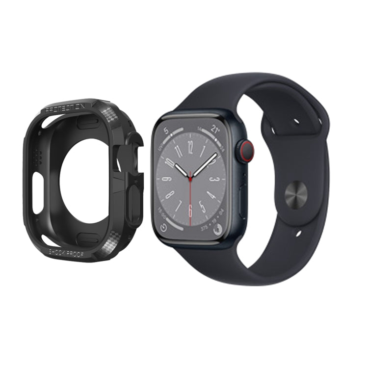 Carbon Fiber Shockproof Case For Apple Watch Series 8&7 45mm(Black) - Watch Cases by buy2fix | Online Shopping UK | buy2fix