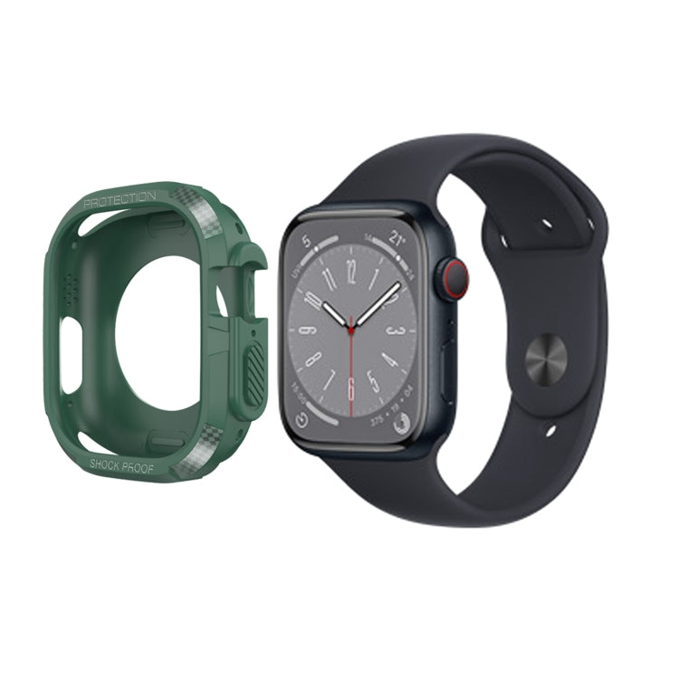 Carbon Fiber Shockproof Case For Apple Watch Series 8&7 45mm(Green) - Watch Cases by buy2fix | Online Shopping UK | buy2fix