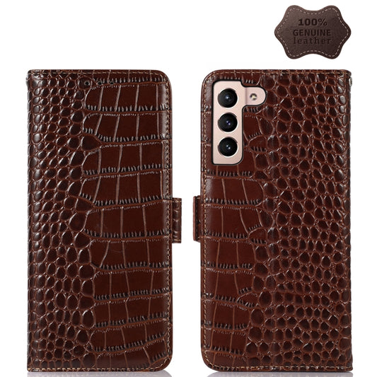 For Samsung Galaxy S23 5G Crocodile Top Layer Cowhide Leather Phone Case(Brown) - Galaxy S23 5G Cases by buy2fix | Online Shopping UK | buy2fix