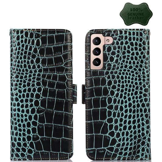 For Samsung Galaxy S23 5G Crocodile Top Layer Cowhide Leather Phone Case(Green) - Galaxy S23 5G Cases by buy2fix | Online Shopping UK | buy2fix