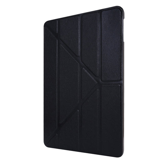 For iPad Air 13 2024 / 2025 / Pro 12.9 2020 Silk Texture Horizontal Deformation Flip Leather Tablet Case with Three-folding Holder(Black) by buy2fix