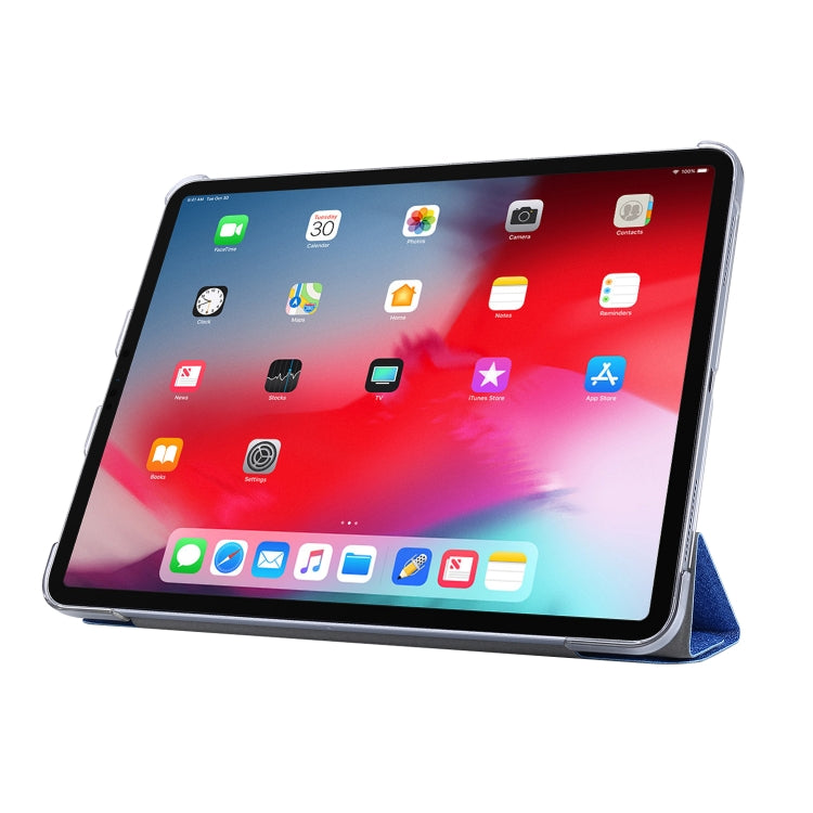 For iPad Air 13 2024 / 2025 / Pro 12.9 2020 Silk Texture Horizontal Deformation Flip Leather Tablet Case with Three-folding Holder(Light Blue) by buy2fix