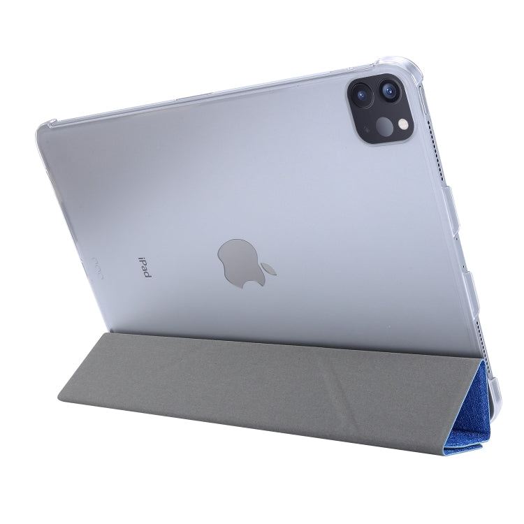 For iPad Air 13 2024 / 2025 / Pro 12.9 2020 Silk Texture Horizontal Deformation Flip Leather Tablet Case with Three-folding Holder(Light Blue) by buy2fix