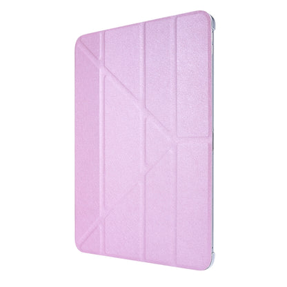 For iPad Air 13 2024 / Pro 12.9 2020 Silk Texture Horizontal Deformation Flip Leather Tablet Case with Three-folding Holder(Pink) - iPad Pro 12.9 (2020) Cases by buy2fix | Online Shopping UK | buy2fix