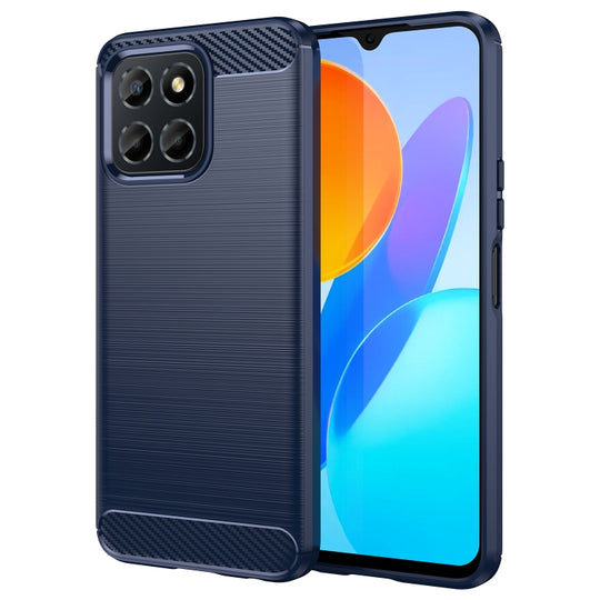 For Honor X8 5G Brushed Texture Carbon Fiber TPU Phone Case(Blue)