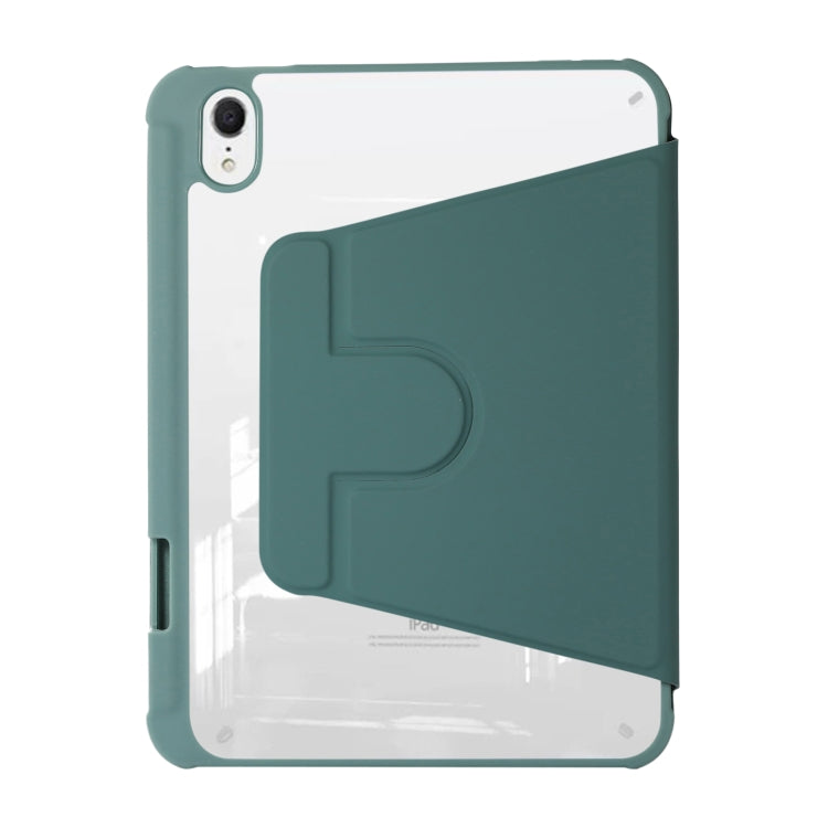 For iPad Air 5 2022 / 4 2020 Acrylic Rotatable Holder Tablet Leather Case(Dark Green) - iPad Air (2022) / (2020) 10.9 Cases by buy2fix | Online Shopping UK | buy2fix