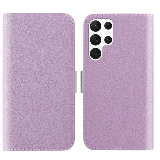 For Samsung Galaxy S23 Ultra 5G Candy Color Litchi Texture Leather Phone Case(Light Purple)