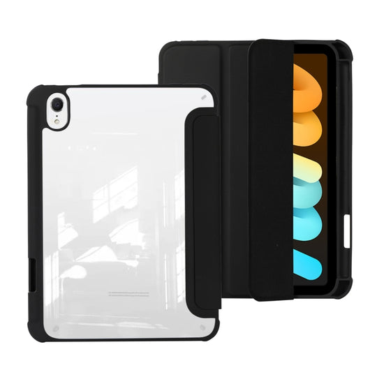 For iPad mini 2024 / mini 6 Acrylic 3-folding Leather Tablet Case(Black)