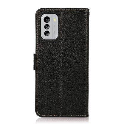 For Nokia G60 5G KHAZNEH Side-Magnetic Litchi Genuine Leather RFID Phone Case(Black) - Nokia Cases by buy2fix | Online Shopping UK | buy2fix