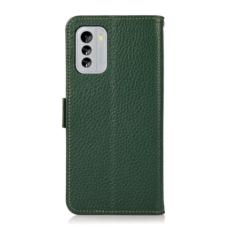 For Nokia G60 5G KHAZNEH Side-Magnetic Litchi Genuine Leather RFID Phone Case(Green) - Nokia Cases by buy2fix | Online Shopping UK | buy2fix