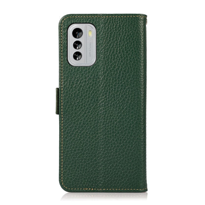 For Nokia G60 5G KHAZNEH Side-Magnetic Litchi Genuine Leather RFID Phone Case(Green) - Nokia Cases by buy2fix | Online Shopping UK | buy2fix