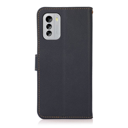 For Nokia G60 5G KHAZNEH Custer Genuine Leather RFID Phone Case(Blue) - Nokia Cases by buy2fix | Online Shopping UK | buy2fix